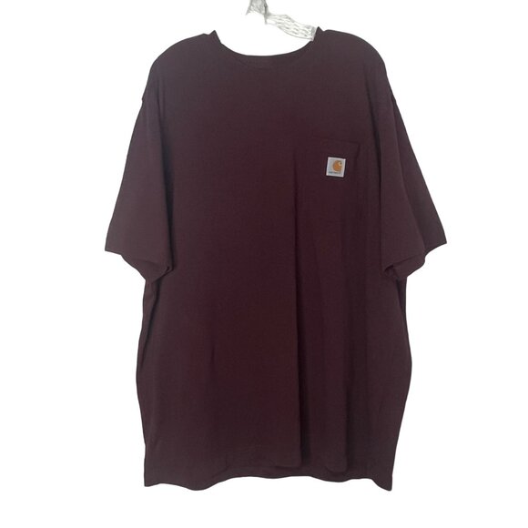 Carhartt Mens K87 Workwear Pocket T-Shirt Maroon Size XL - Picture 1 of 7